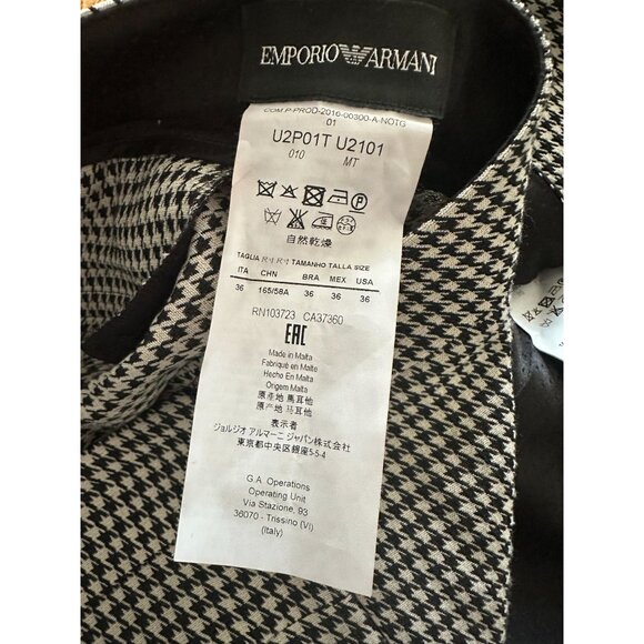EMPORIO ARMANI Women’s Houndstooth Black White Jacket Pants Suit Sz US 36 - Picture 12 of 13